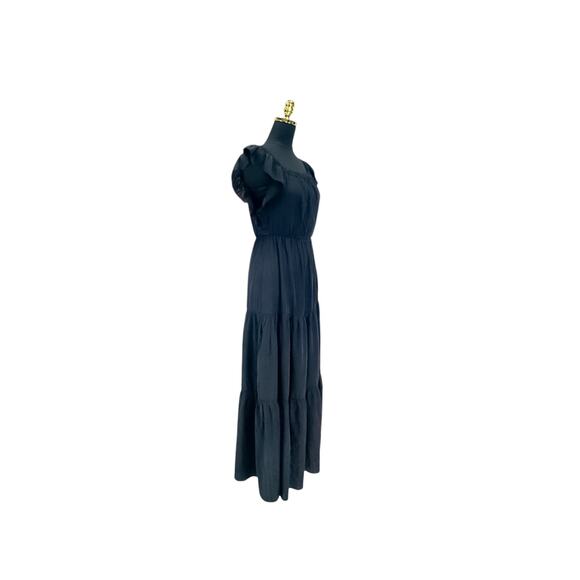 Pretty Garden Black Flutter Sleeve Tiered Maxi Dress - S - Picture 4 of 9
